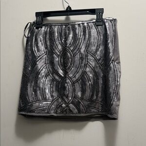 Gianni Bini Silver Sequin Mini Skirt